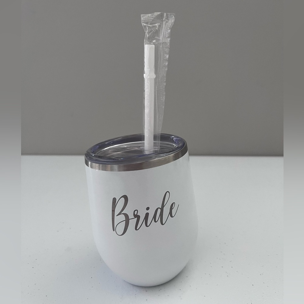 White Bride Tumbler with Straw and Lid - NWT